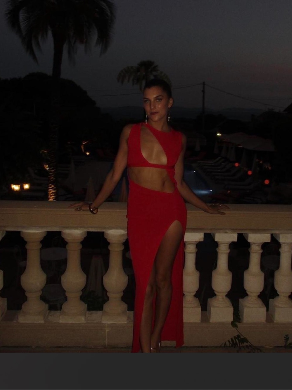 Beach Bunny Red Cutout High-Slit Gown